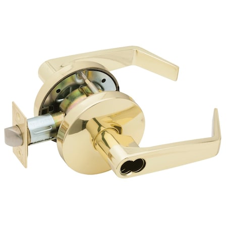 Falcon Grade 2 Storeroom Cylindrical Lock, SFIC Prep Less Core, Dane Lever, Standard Rose, Bright Brass W581BD D 605